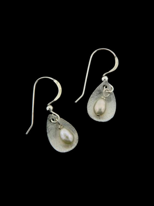 Pearl Petal Drop Earrings | Sterling Silver Dangles | Light Years Jewelry