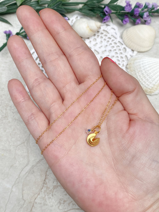 Gold Fortune Cookie Pendant Necklace | 14kt Gold Filled Chain | Light Years