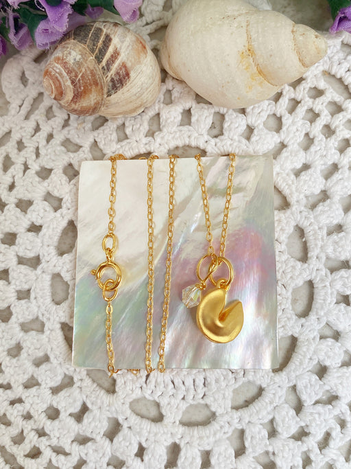 Gold Fortune Cookie Pendant Necklace | 14kt Gold Filled Chain | Light Years