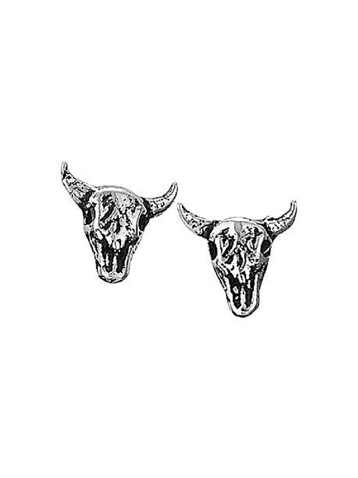 Cow Skull Post Earrings | Sterling Silver Studs | Light Years Jewelry