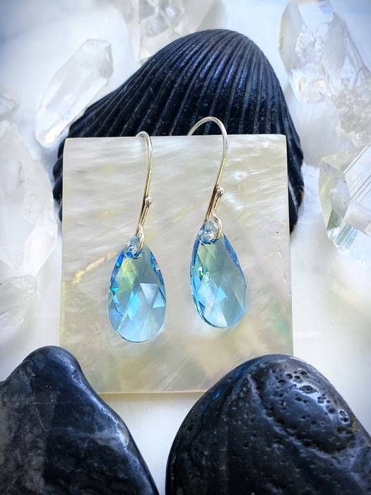 Crystal Briolette Drop Earrings | Sterling Silver Dangles | Light Years