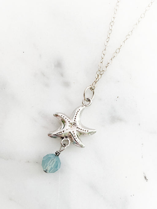 Starfish & Pacific Opal Crystal Necklace | Sterling Silver Chain | Light Years