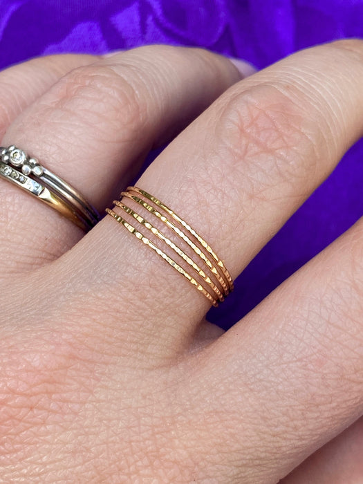 Four Hammered Bands Ring | 14kt Gold Filled Jewelry | Light Years