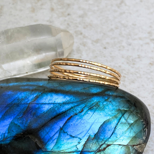 Four Hammered Bands Ring | 14kt Gold Filled Jewelry | Light Years
