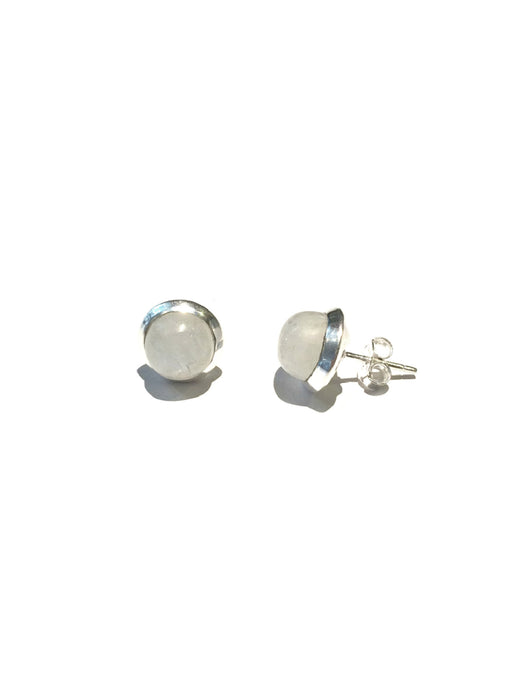 Round Moonstone Posts | Sterling Silver Studs Earrings | Light Years