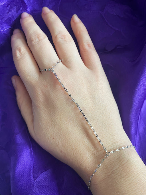 Dainty Chain Ring Bracelet | Gold Plated Hand Jewelry | Light Years