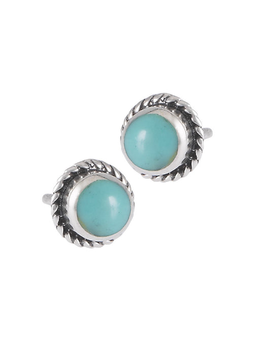 Round Stone Border Posts | Sterling Silver Studs Earrings | Light Years
