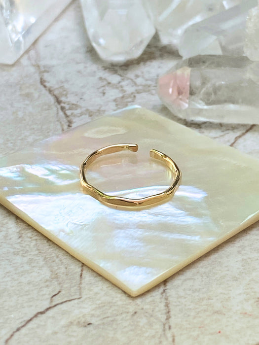Hammered Gold Toe Ring | 14kt Gold Filled Adjustable Band | Light Years