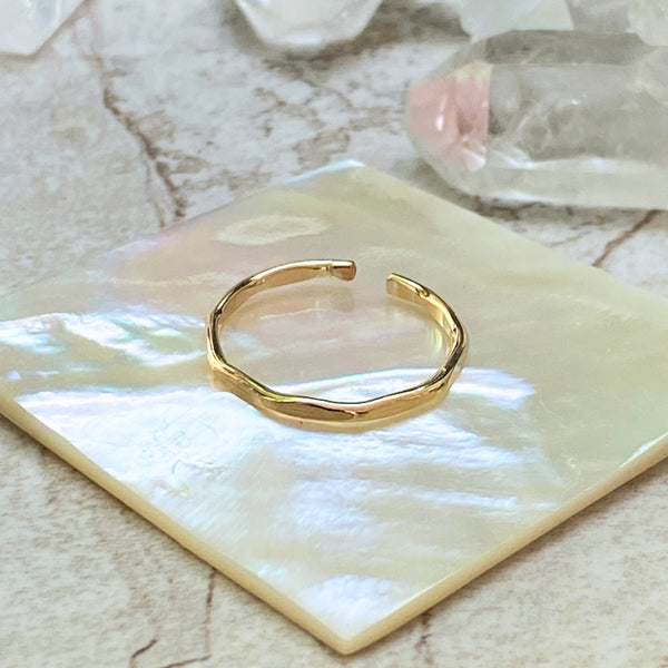Hammered Gold Toe Ring | 14kt Gold Filled Adjustable Band | Light Years