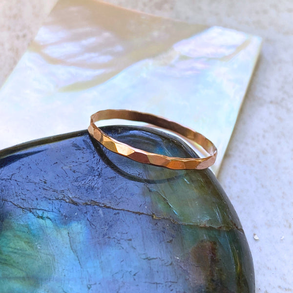 Rose Gold Filled Hammered Band | Sizes 5 6 7 8 9 | Light Years Jewelry