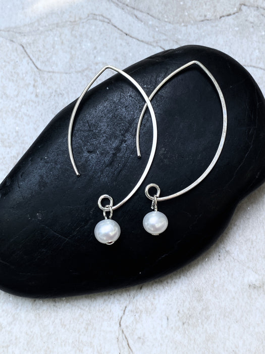 Modern Freshwater Pearl Earrings | Sterling Silver Gold Filled | Light Years