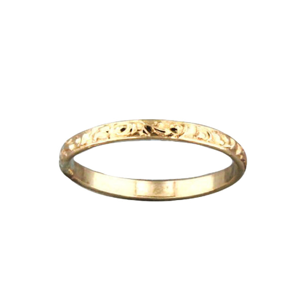 Embossed Swirl Gold Band | 14kt Gold Filled Ring | Light Years Jewelry