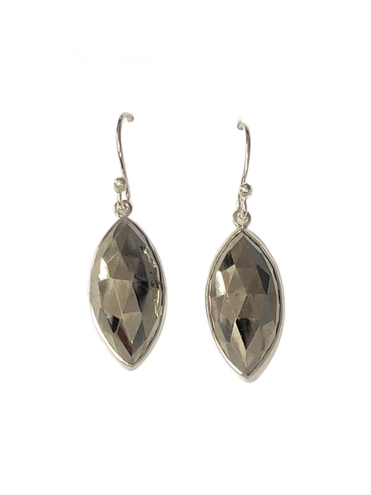 Faceted Pyrite Marquis Dangles | Sterling Silver Stone Earrings | Light Years