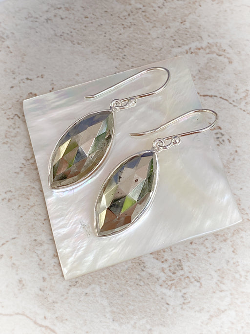 Faceted Pyrite Marquis Dangles | Sterling Silver Stone Earrings | Light Years