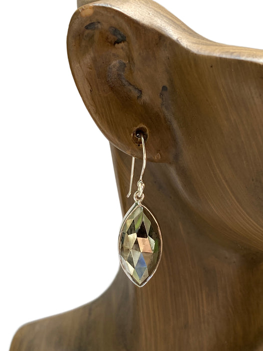 Faceted Pyrite Marquis Dangles | Sterling Silver Stone Earrings | Light Years