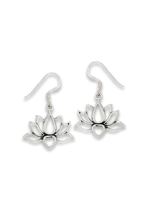 Open Lotus Earrings | Sterling Silver Dangles | Light Years Jewelry