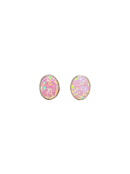 Pink Opal Oval Posts | Sterling Silver Studs Earrings | Light Years Jewelry