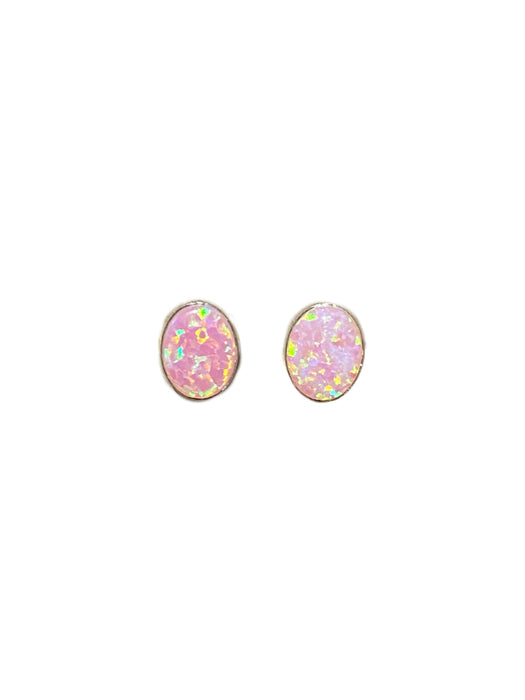 Pink Opal Oval Posts | Sterling Silver Studs Earrings | Light Years Jewelry
