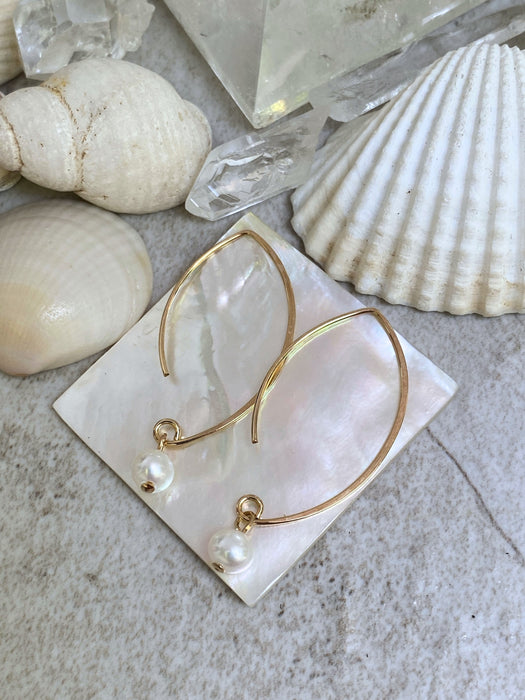 Modern Freshwater Pearl Earrings | Sterling Silver Gold Filled | Light Years