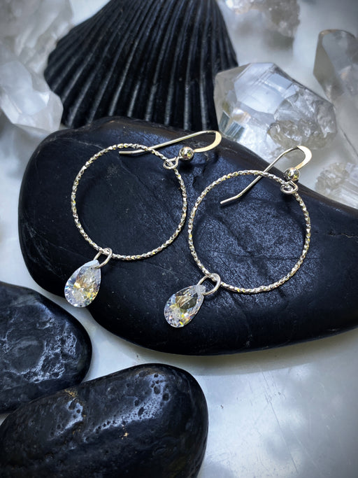 Sparkling Ring & Crystal Drops | Sterling Silver | Light Years Jewelry