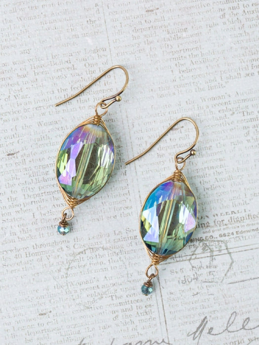 Crisp Autumn Wrapped Crystal Dangles | Handmade Earrings | Light Years