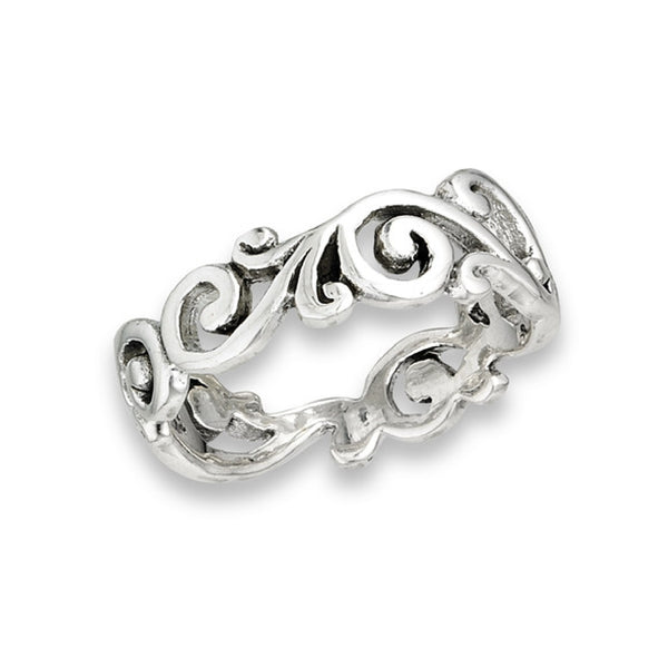 Branching Swirl Ring | Sterling Silver Band Size 6 7 8 9 | Light Years