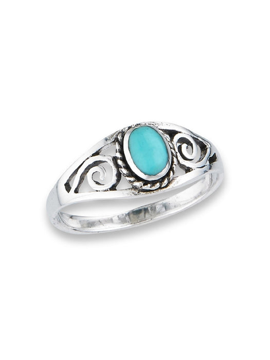 Turquoise Scroll Ring | Sterling Silver 5 6 7 8 9 | Light Years Jewelry