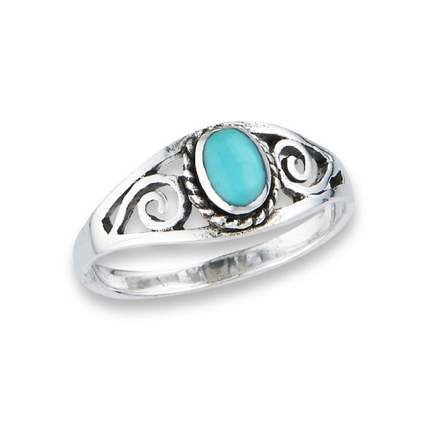 Turquoise Scroll Ring | Sterling Silver 5 6 7 8 9 | Light Years Jewelry
