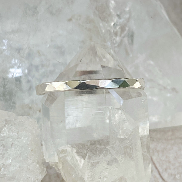 Hammered Band Ring | Sterling Silver Size 3 4 5 6 7 8 9 10 11 | Light Years Jewelry