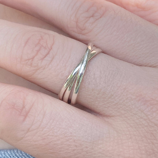 Triple Rolling Band Ring | Sterling Silver Size 4 5 6 7 8 9 10 11 | Light Years