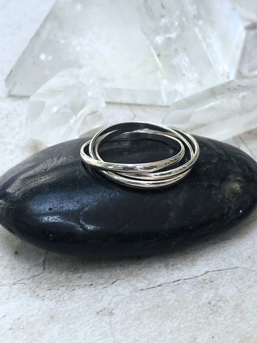 Triple Rolling Band Ring | Sterling Silver Size 4 5 6 7 8 9 10 11 | Light Years