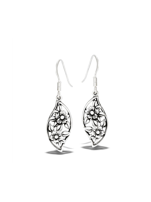 Flower Drop Dangles | Sterling Silver Earrings | Light Years Jewelry