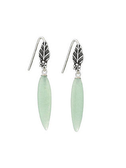 Green Jade Leaf Earrings | Sterling Silver Dangles | Light Years Jewelry