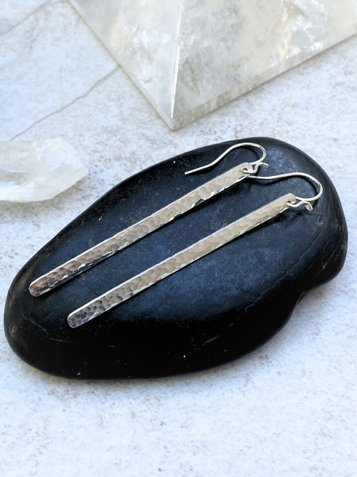 Long Hammered Bars Earrings | Sterling Silver Gold Filled Niobium | Light Years
