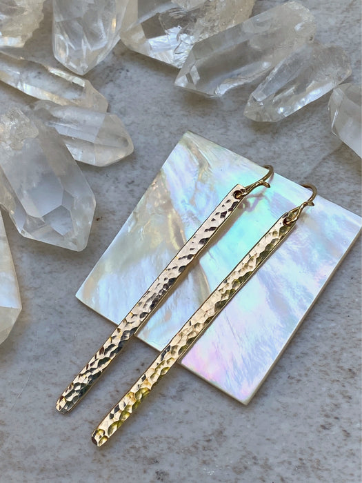 Long Hammered Bars Earrings | Sterling Silver Gold Filled Niobium | Light Years