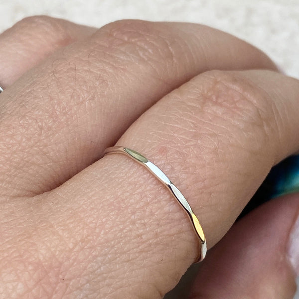 Thin Sterling Silver Hammered Band | Ring Size 5 6 7 8 9 | Light Years