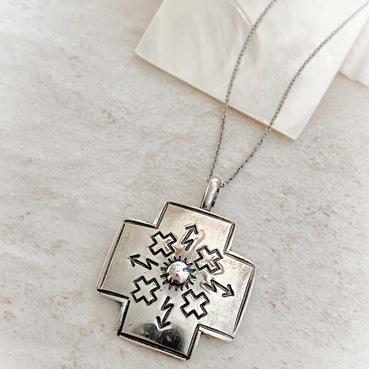 Navajo Cross & Arrow Pendant Necklace | Sterling Silver Chain