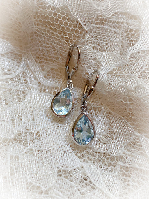 Pear Cut Blue Topaz Dangles | Sterling Silver Earrings | Light Years Jewelry