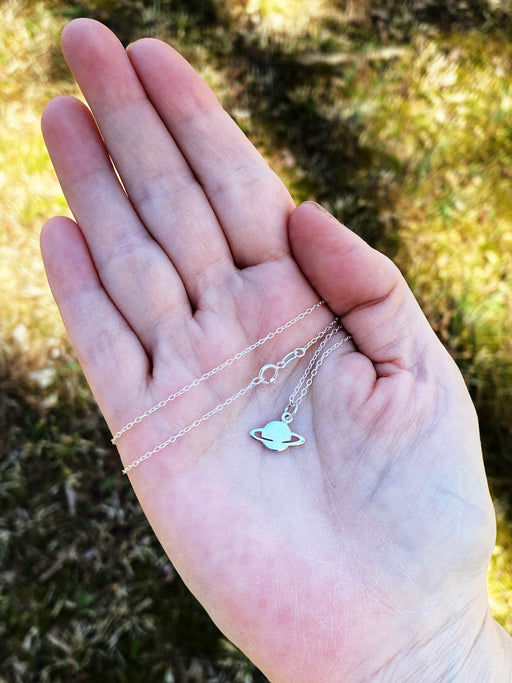 Saturn Necklace | Sterling Silver Pendant Chain | Light Years Jewelry