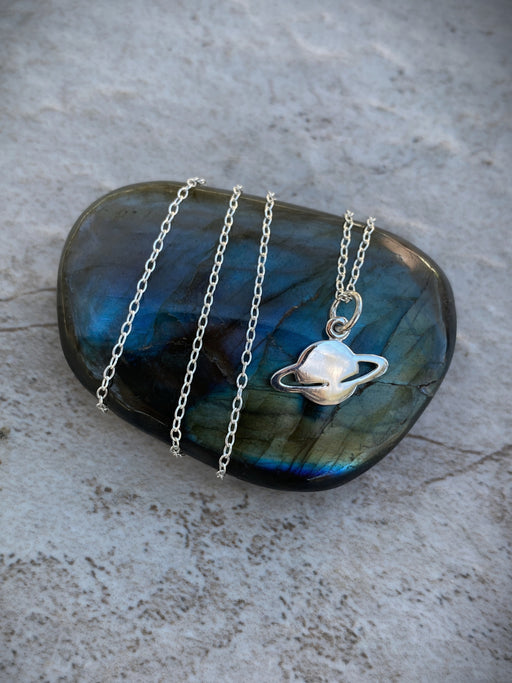 Saturn Necklace | Sterling Silver Pendant Chain | Light Years Jewelry