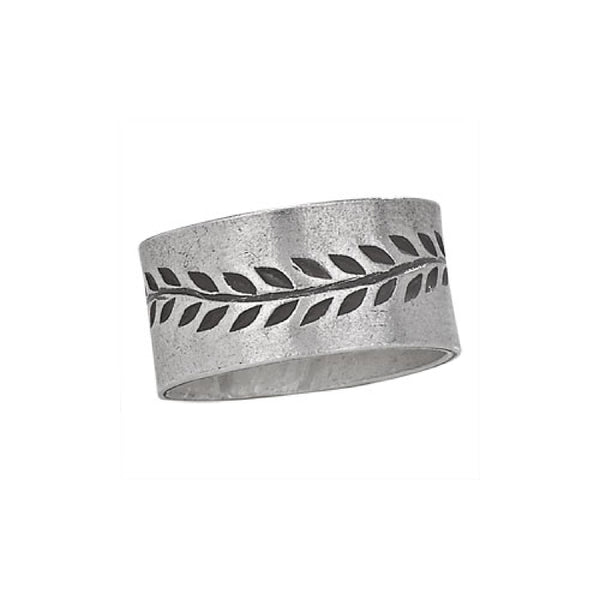 Etched Vine Band | Sterling Silver Wide Ring Size 6 7 8 9 | Light Years