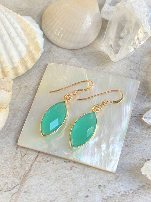 Cut Chalcedony Marquis Dangles | 14k Gold Filled Gemstone Earrings | Light Years
