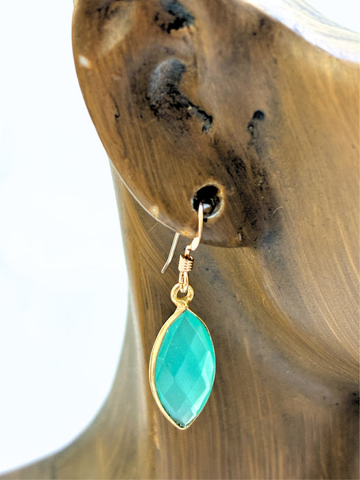 Cut Chalcedony Marquis Dangles | 14k Gold Filled Gemstone Earrings | Light Years