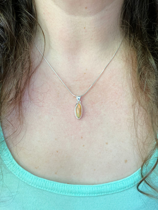 Ethiopian Opal Pendant Necklace | Sterling Silver Chain | Light Years