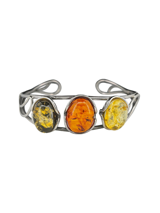 Multi Amber Cuff Bracelet | Sterling Silver Baltic Amber | Light Years
