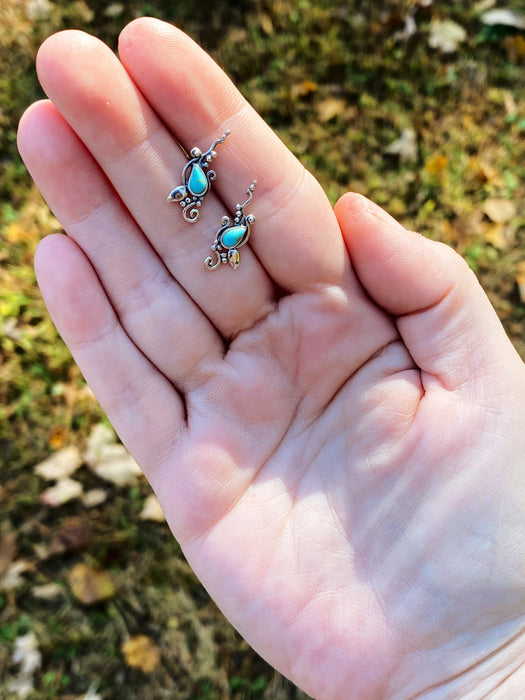 Turquoise Dots & Scrolls Posts | Sterling Silver Studs Earrings | Light Years