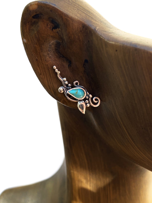 Turquoise Dots & Scrolls Posts | Sterling Silver Studs Earrings | Light Years