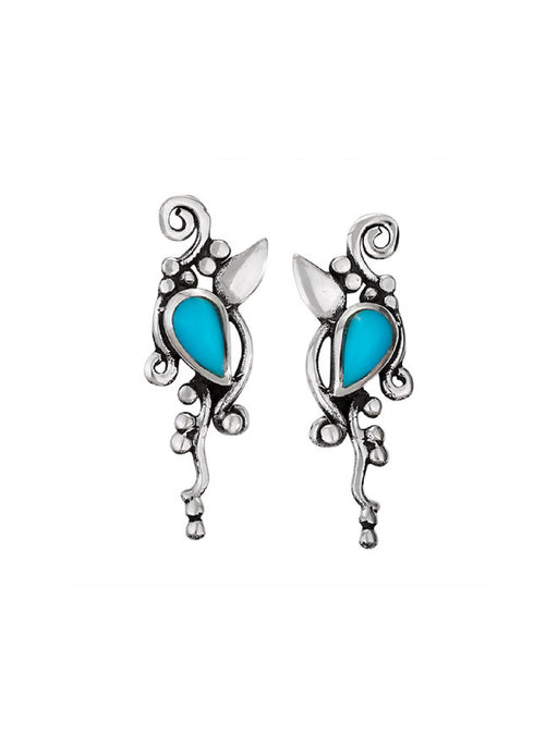 Turquoise Dots & Scrolls Posts | Sterling Silver Studs Earrings | Light Years