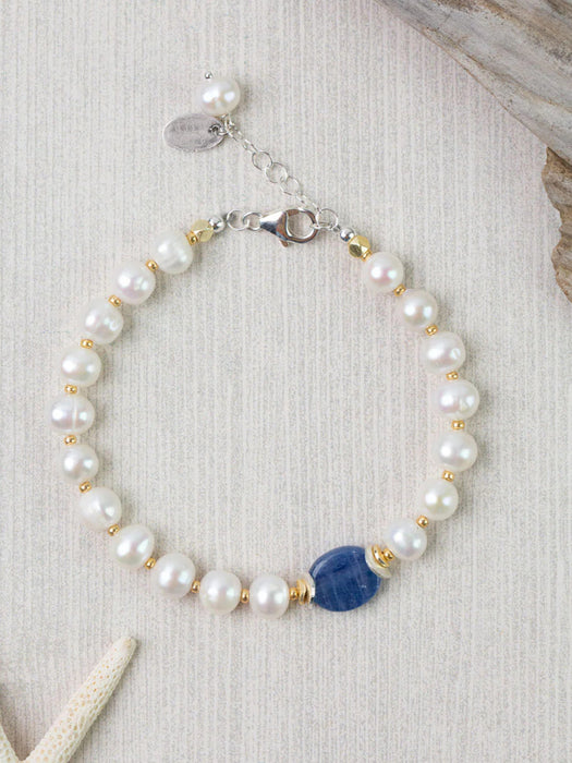 Seaside Kyanite & Pearl Bracelet | Handmade Sterling Silver | Light Years