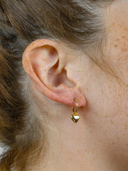 Puff Hearts Charm Hoops | Silver Gold Plated Earrings | Light Years